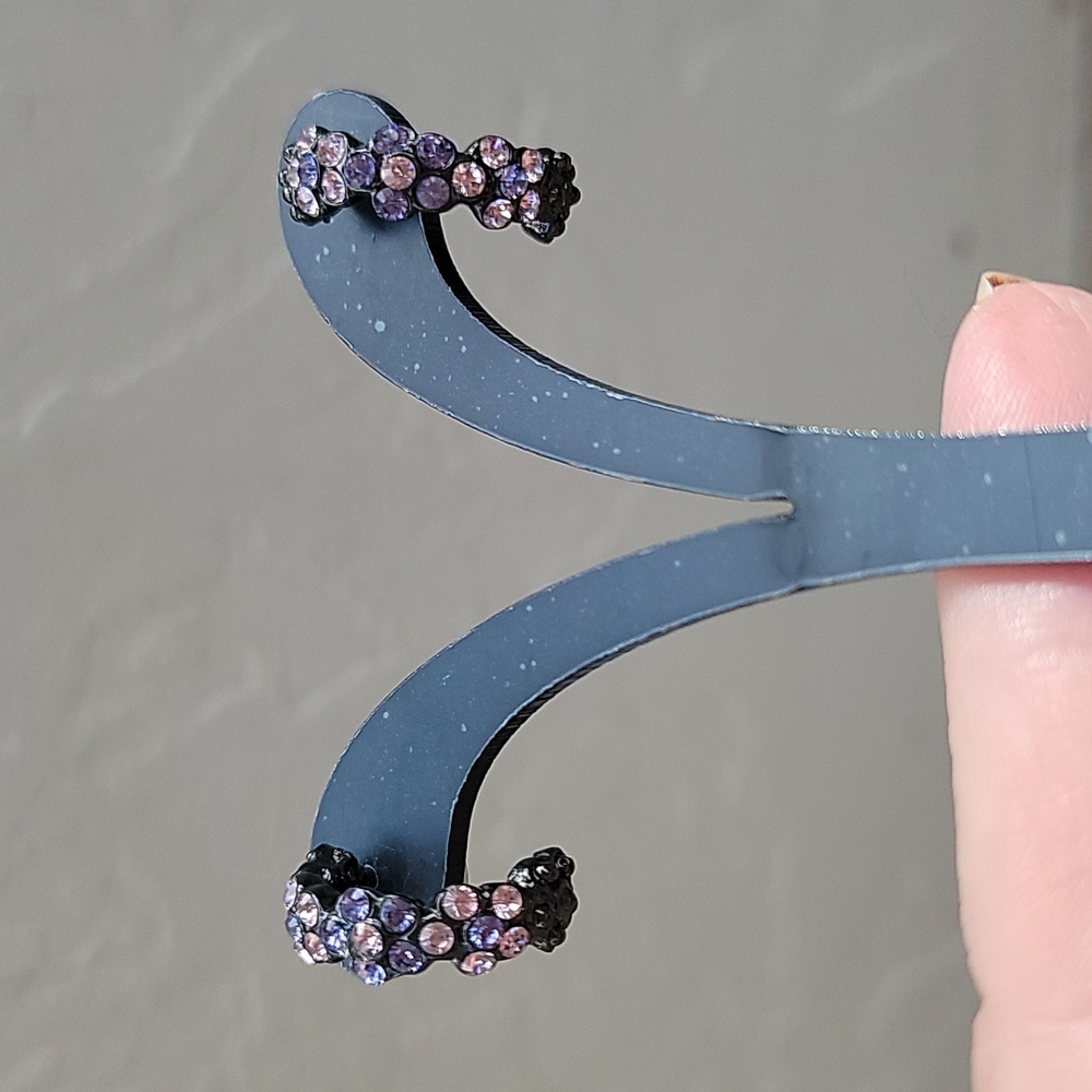 Pink and purple flower crystal earrings - Picture 6 of 8